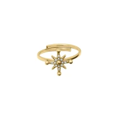 Pierre Lannier Bijoux Bague<Bague Ajustable Femme Pierre Lannier PERSEA Acier Doré Cristaux