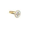 Pierre Lannier Bijoux Bague<Bague Ajustable Femme Pierre Lannier TALLIA Acier Doré Nacre Blanche
