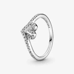 Pandora Bague<Bague Chevron Cœur Vœu Scintillant Timeless - Argent