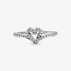 Pandora Bague<Bague Chevron Cœur Vœu Scintillant Timeless - Argent
