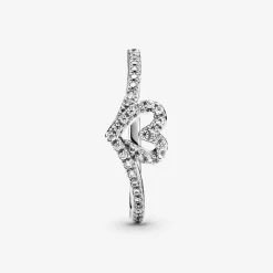 Pandora Bague<Bague Chevron Cœur Vœu Scintillant Timeless - Argent
