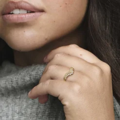 Pandora Bague<Bague Chevron Double pavée Timeless - Doré