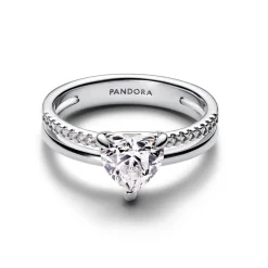 Pandora Bague<Bague Cœur Anneau Double Argent