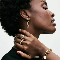 Pandora Bague<Bague Cœur Anneau Double Doré