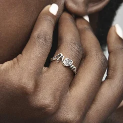 Pandora Bague<Bague Cœur Pavé Mom - Moments
