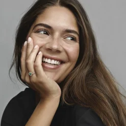 Pandora Bague<Bague Cœur Surélevé & cristal vert Timeless - Rose gold