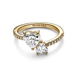 Pandora Bague<Bague Double Cœur Scintillant - Timeless