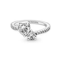 Pandora Bague<Bague Double Cœur Scintillant Argent - Timeless