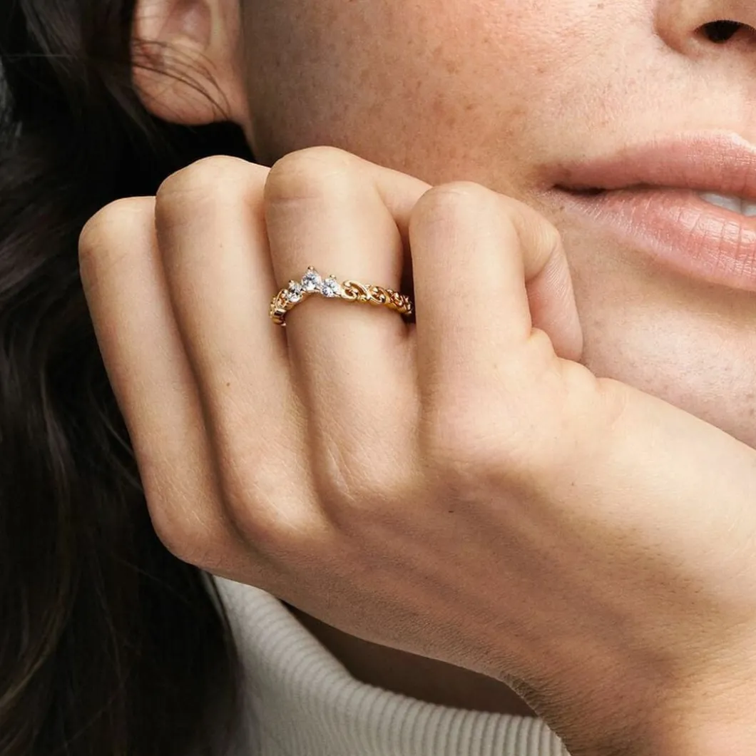 Pandora Bague<Bague en métal doré à l'or fin 585/1000 Tiare Volute Royale