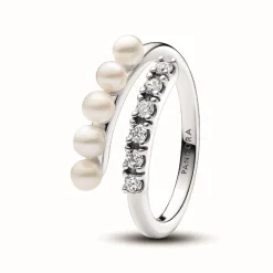 Pandora Bague<Bague femme argent sterling 193145C01 avec perle blanche et zircone transparente Timeless