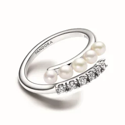 Pandora Bague<Bague femme argent sterling 193145C01 avec perle blanche et zircone transparente Timeless
