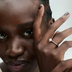 Pandora Bague<Bague femme argent sterling 193158C01 avec perle blanche et zircone transparente Timeless