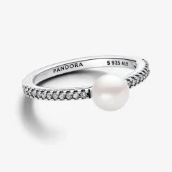 Pandora Bague<Bague femme argent sterling 193158C01 avec perle blanche et zircone transparente Timeless