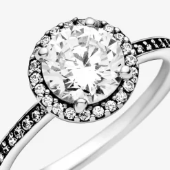 Pandora Bague<Bague Halo Scintillant Rond Timeless