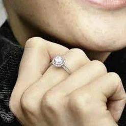 Pandora Bague<Bague Halo Scintillant Rond Timeless