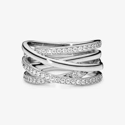 Pandora Bague<Bague lignes brillantes et scintillantes Timeless