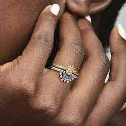 Pandora Bague<Bague Lune Scintillante Bleu Céleste