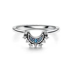 Pandora Bague<Bague Lune Scintillante Bleu Céleste