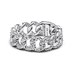 Pandora Bague<Bague Maille Cubaine Pavée
