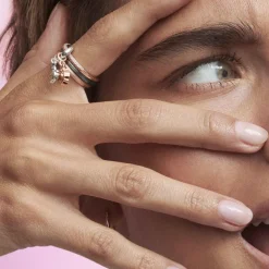 Pandora Bague<Bague Pavée ronde ME - Métal Doré à l'or Rose fin 585/1000