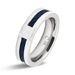 Rochet Bague<Bague HA237700 - Acier / Cable CABESTAN Bicolore PVD Bleu 0,6cm Homme