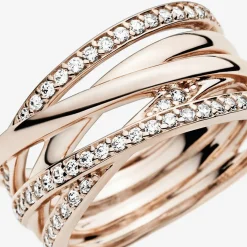 Pandora Bague<Bague Scintillante & Lignes Polies Timeless
