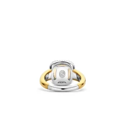 Ti Sento Bague<Bague - 12330MW Argent Et Doublé Nacre Carré Serti D'Oxydes De Zirconium Doré