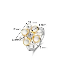 Ti Sento Bague<Bague - 12325YP Argent Doré Perles Synthétiques Et Oxyde De Zirconium Carré PM