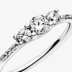 Pandora Bague<Bague trois pierres rondes Timeless