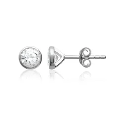 Maison de la Bijouterie Boucles D'Oreilles<Boucles d'oreille mixte argent rhodié blanc serti clos - Z5ZZ5Z05
