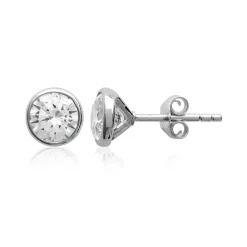 Maison de la Bijouterie Boucles D'Oreilles<Boucles d'oreille mixte argent rhodié serti clos classique - Z5ZZ5Z06