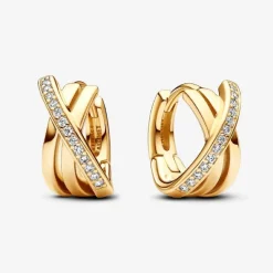 Pandora Boucles D'Oreilles<Boucles d'oreilles femme métal doré à l'or fin et zircons