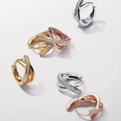 Pandora Boucles D'Oreilles<Boucles d'oreilles femme métal doré à l'or fin et zircons