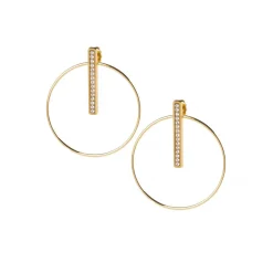 Les Interchangeables Boucles D'Oreilles<Boucles d'oreilles A54283 - Créoles Barette Strassé MM Or Jaune Cristal