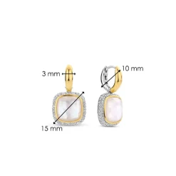 Ti Sento Boucles D'Oreilles<Boucles D'Oreilles - 7968MW Argent Doublé Nacre Carré Et Oxydes De Zirconium Doré