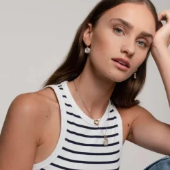 Ti Sento Boucles D'Oreilles<Boucles D'Oreilles - 7968MW Argent Doublé Nacre Carré Et Oxydes De Zirconium Doré