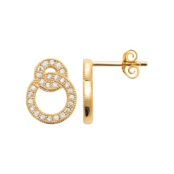 Maison de la Bijouterie Boucles D'Oreilles<Boucles oreilles puces double ronds plaqué or Y5ZV4Z0