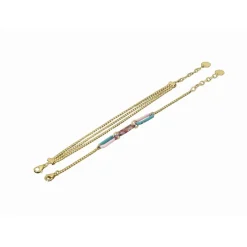 Clyda Bijoux Bracelets<Bracelet Boheme Acier Doré Multi Chaines 16+3 cm Et Résine