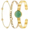 Angèle M Bijoux Bracelets<Bracelet Femme B2371-DORE+B2384-DORE+B2494-VERT
