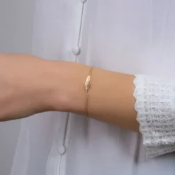 Maison de la Bijouterie Bracelets<Bracelet Femme fantaisie plume plaqué or UYZ353ZV