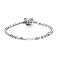 Pandora Bracelets<Bracelet Femme Moments maille serpent & fermoir papillon - Argent