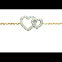 Maison de la Bijouterie Bracelets<Bracelet Femme plaqué or double coeurs UWZ6V6ZV