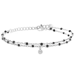 So Charm Bijoux Bracelets<Bracelet Femme So Charm - BD2172-ARGENT-NOIR-DIAMANT - Bracelet Mode Argenté