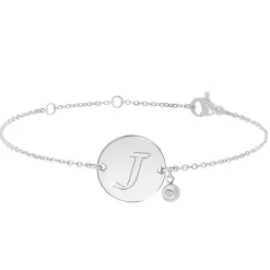 So Charm Bijoux Bracelets<Bracelet Femme So Charm - BD2281-ARGENT-J-DIAMANT - Bracelet Initial Argenté