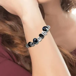 So Charm Bijoux Bracelets<Bracelet Femme So Charm - B1144-NOIR - Bracelet Perle Noir Argent