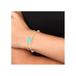 So Charm Bijoux Bracelets<Bracelet Femme So Charm - B2369-DORE+B2492-TURQUOISE - Bracelet Mode Doré