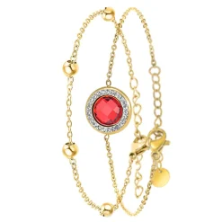 So Charm Bijoux Bracelets<Bracelet Femme So Charm - B2125-ROUGE+B2371-DORE - Bracelet Mode Doré
