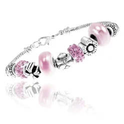 So Charm Bijoux Bracelets<Bracelet Femme So Charm - B1144-ROSE - Bracelet Perle Rose Argent