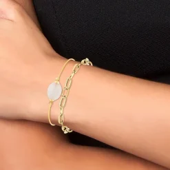 So Charm Bijoux Bracelets<Bracelet Femme So Charm - B2369-DORE+B2492-ROSE - Bracelet Mode Doré