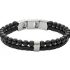 Fossil Bijoux Bracelet<Bracelet JF02763040 - Bracelet Cuir Acier Noir